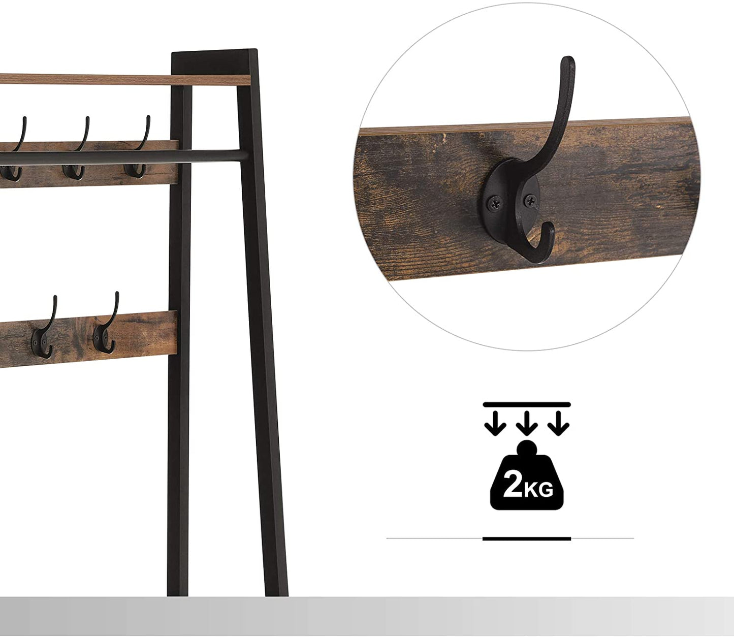 Clothes Rack With 2 Wood Look Shelves Metal Frame [US Stock]