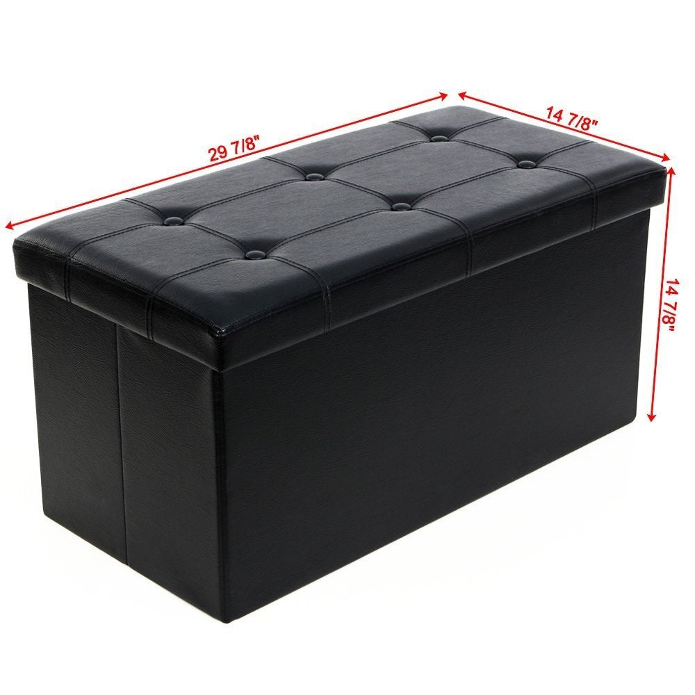 FCH PU Leather Footstool with Leather Footstool Black 76*38*38cm