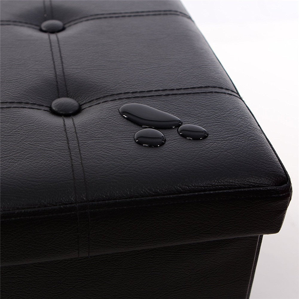 FCH PU Leather Footstool with Leather Footstool Black 76*38*38cm